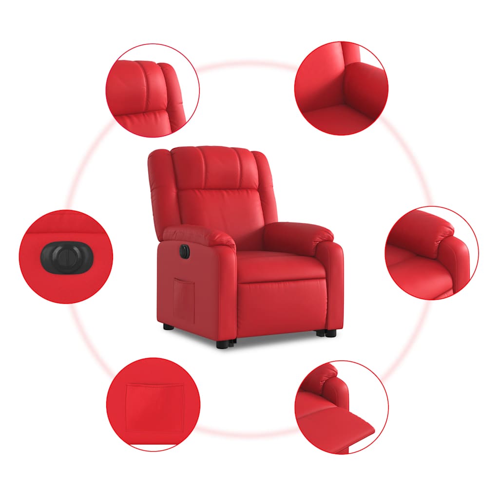 Fauteuil inclinable électrique rouge similicuir - XIOS