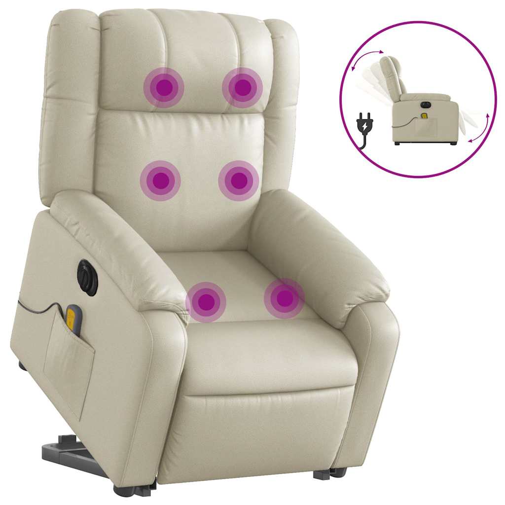 Fauteuil inclinable de massage électrique crème similicuir - XIOS