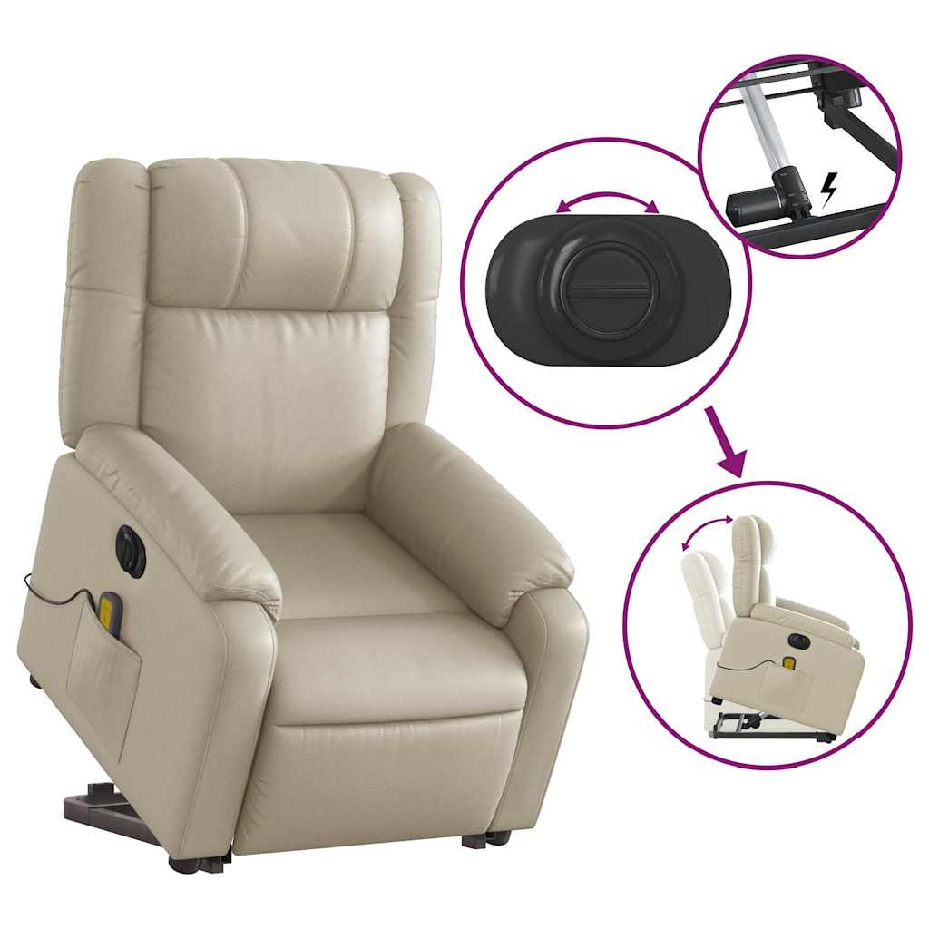 Fauteuil inclinable de massage électrique crème similicuir - XIOS