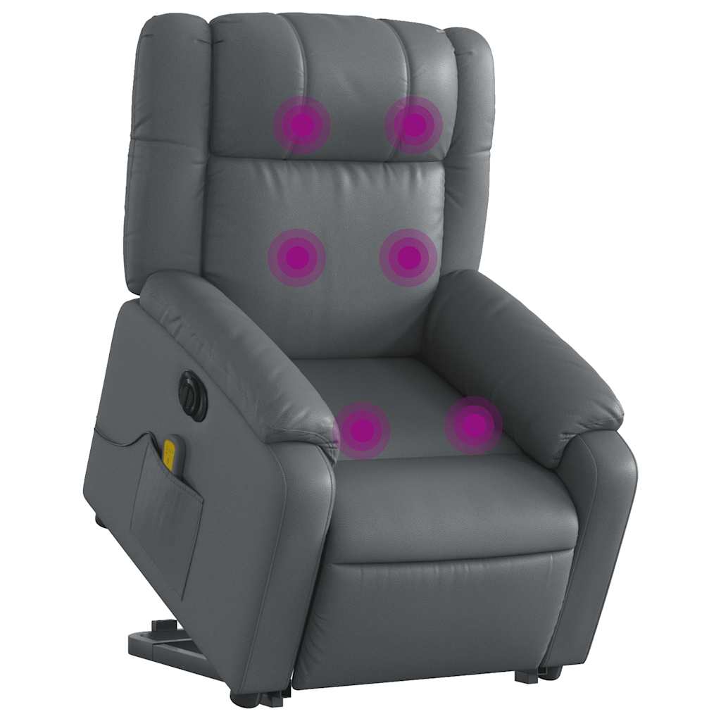 Fauteuil inclinable de massage électrique gris similicuir Fauteuils vidaXL