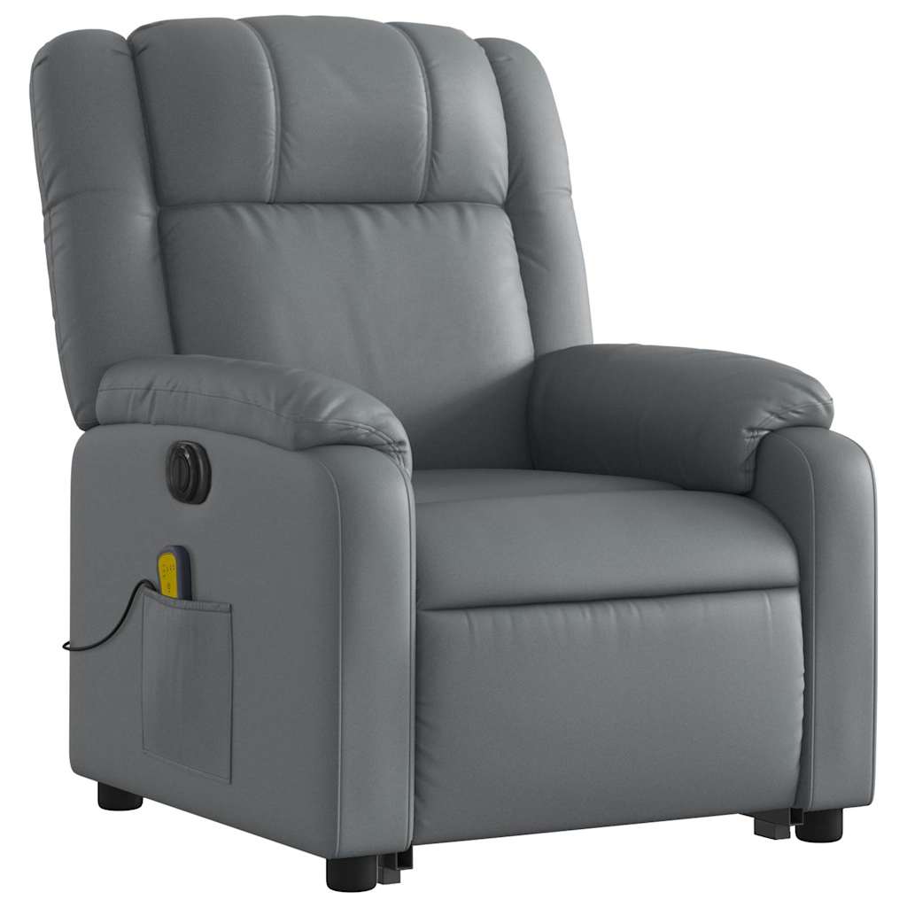 Fauteuil inclinable de massage électrique gris similicuir Fauteuils vidaXL