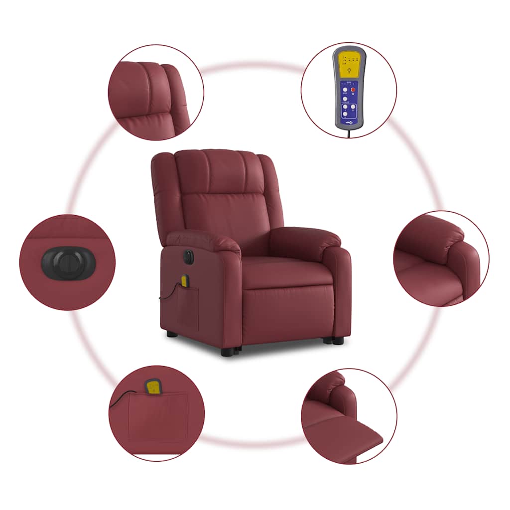 Fauteuil inclinable de massage électrique rouge bordeaux - XIOS