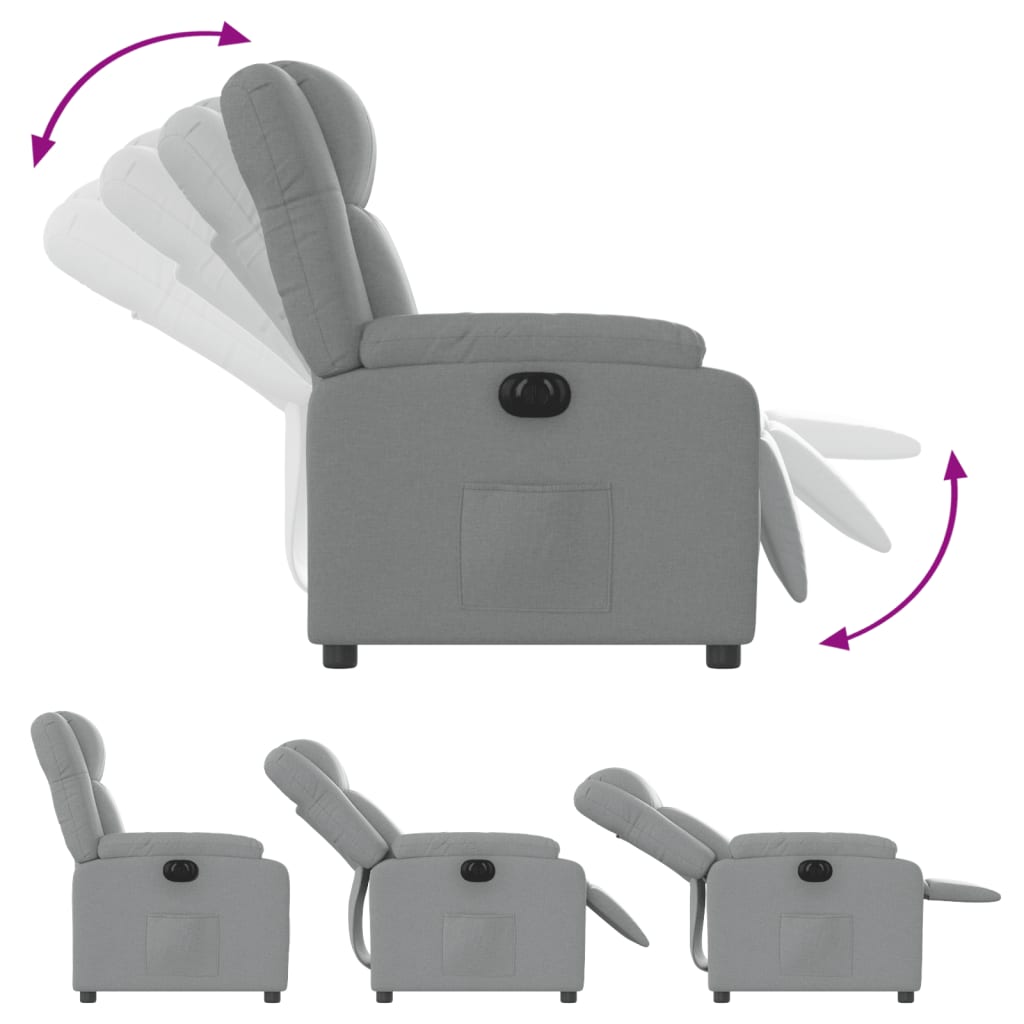 Fauteuil inclinable électrique Gris clair Tissu - XIOS
