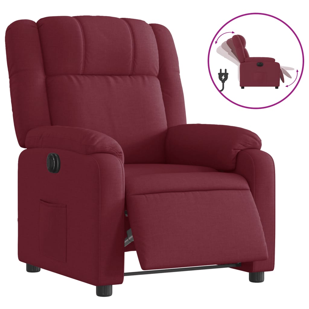 Fauteuil inclinable électrique Rouge bordeaux Tissu - XIOS