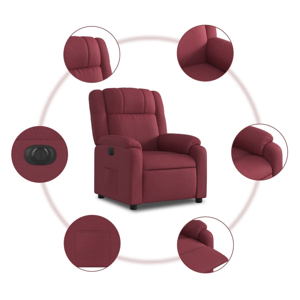 Fauteuil inclinable électrique Rouge bordeaux Tissu - XIOS
