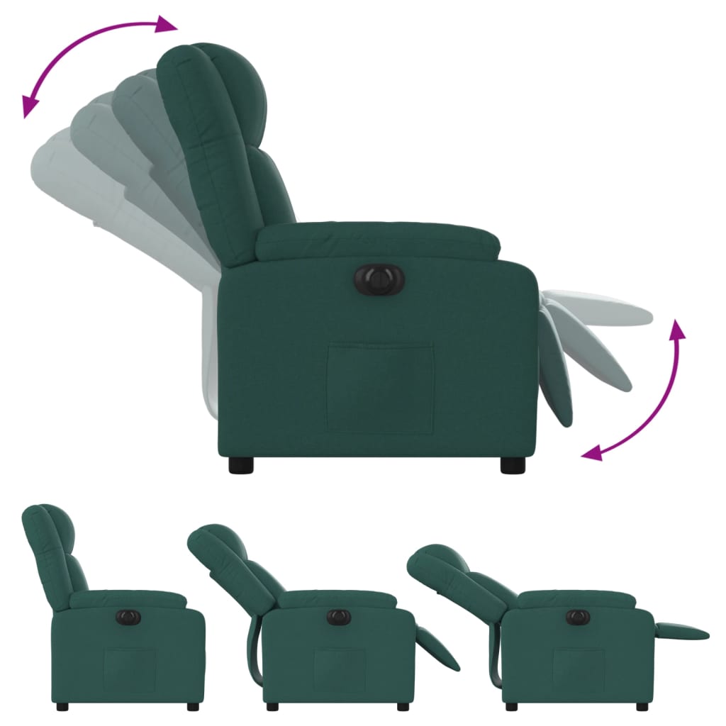Fauteuil inclinable électrique Vert foncé Tissu - XIOS