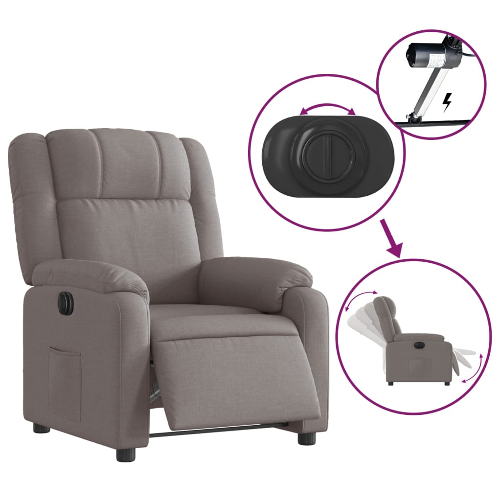 Fauteuil inclinable électrique Taupe Tissu - XIOS