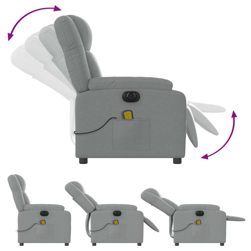 Fauteuil de massage inclinable électrique gris clair tissu Fauteuils vidaXL