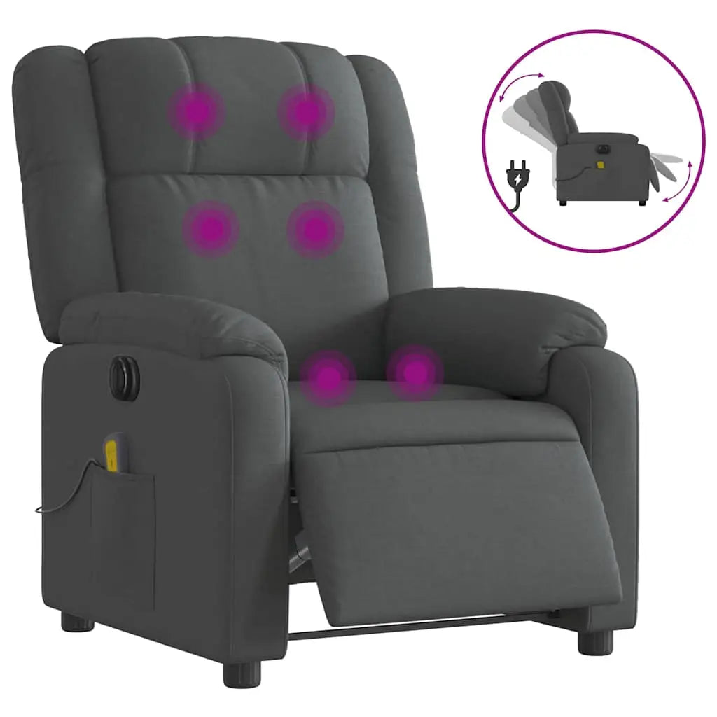 Fauteuil inclinable de massage électrique gris foncé tissu - XIOS