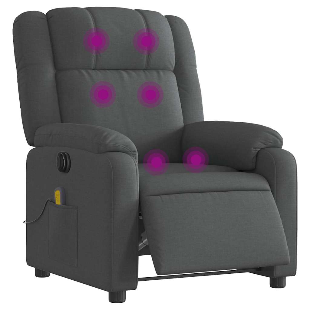 Fauteuil inclinable de massage électrique gris foncé tissu - XIOS