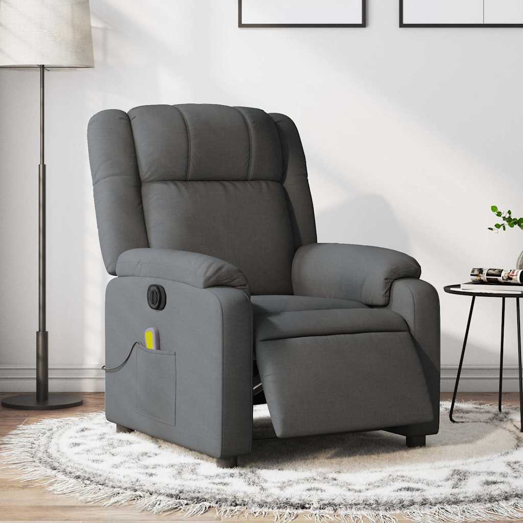 Fauteuil inclinable de massage électrique gris foncé tissu - XIOS
