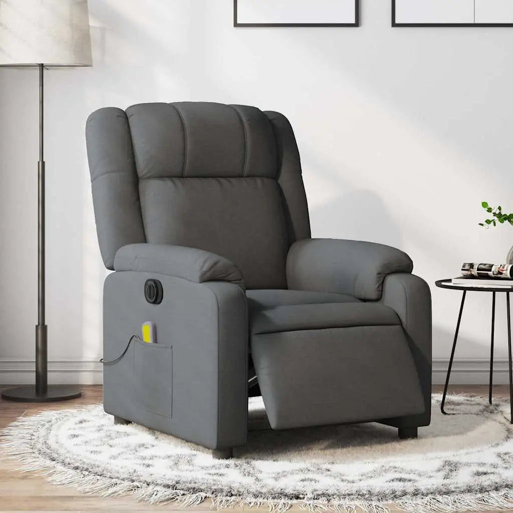 Fauteuil inclinable de massage électrique gris foncé tissu - XIOS