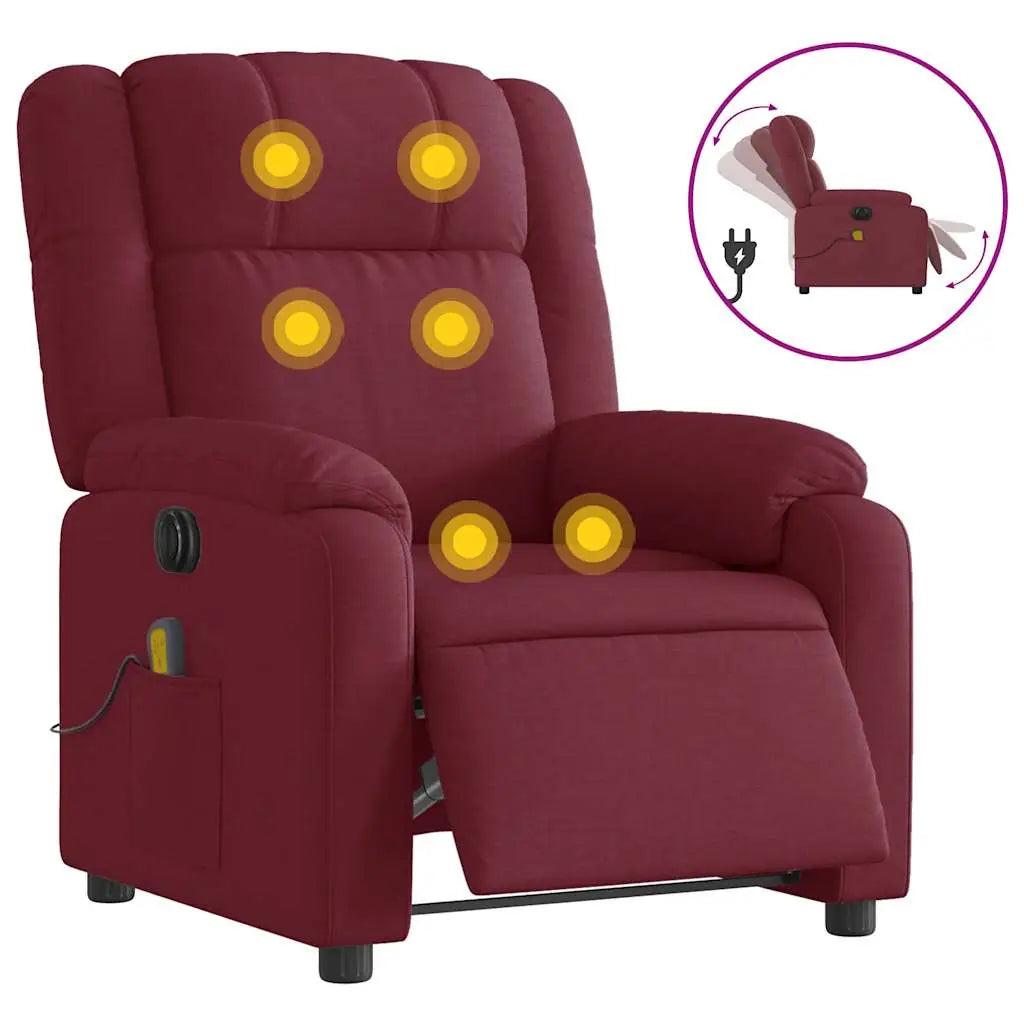 Fauteuil de massage inclinable électrique Rouge bordeaux Tissu - XIOS