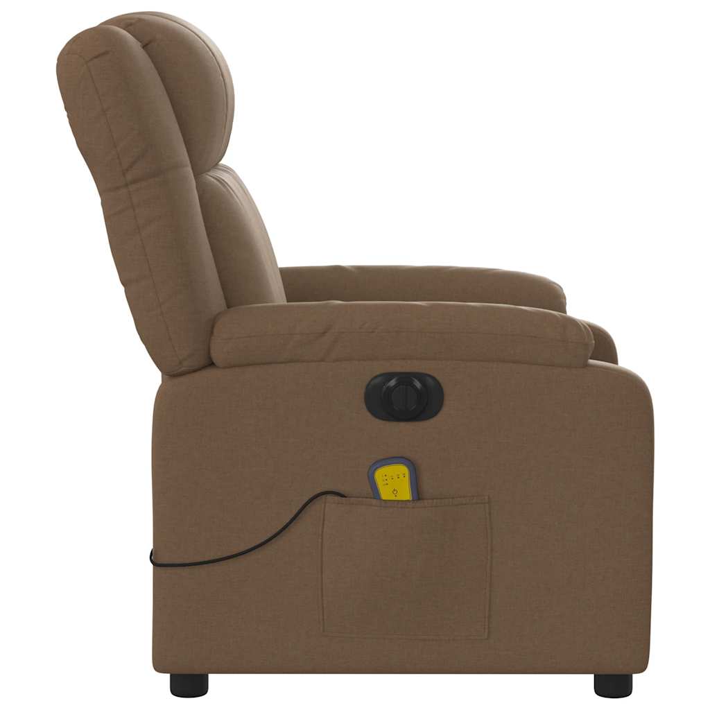 Fauteuil inclinable de massage électrique marron tissu - XIOS