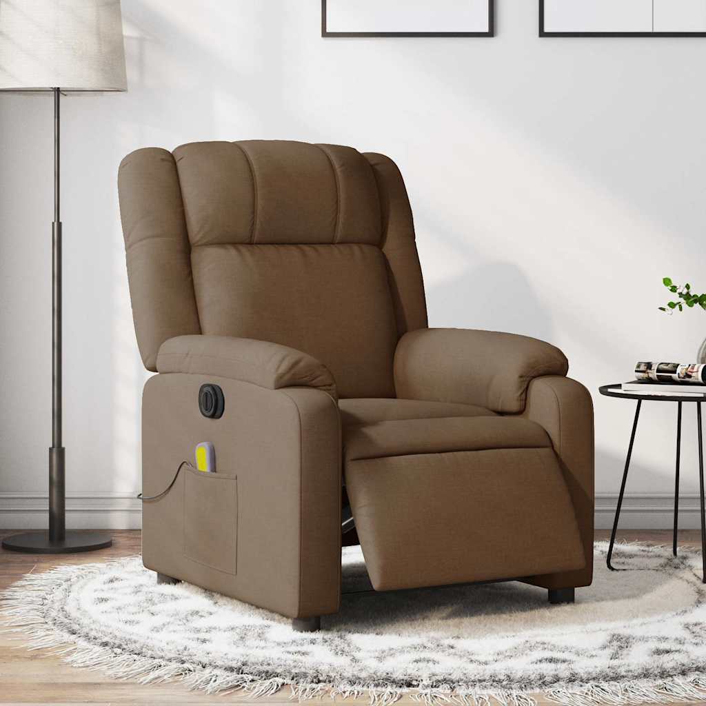 Fauteuil inclinable de massage électrique marron tissu - XIOS