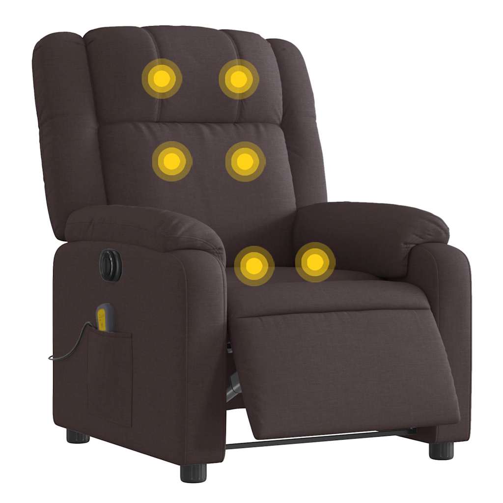 Fauteuil de massage inclinable électrique Marron foncé Tissu - XIOS