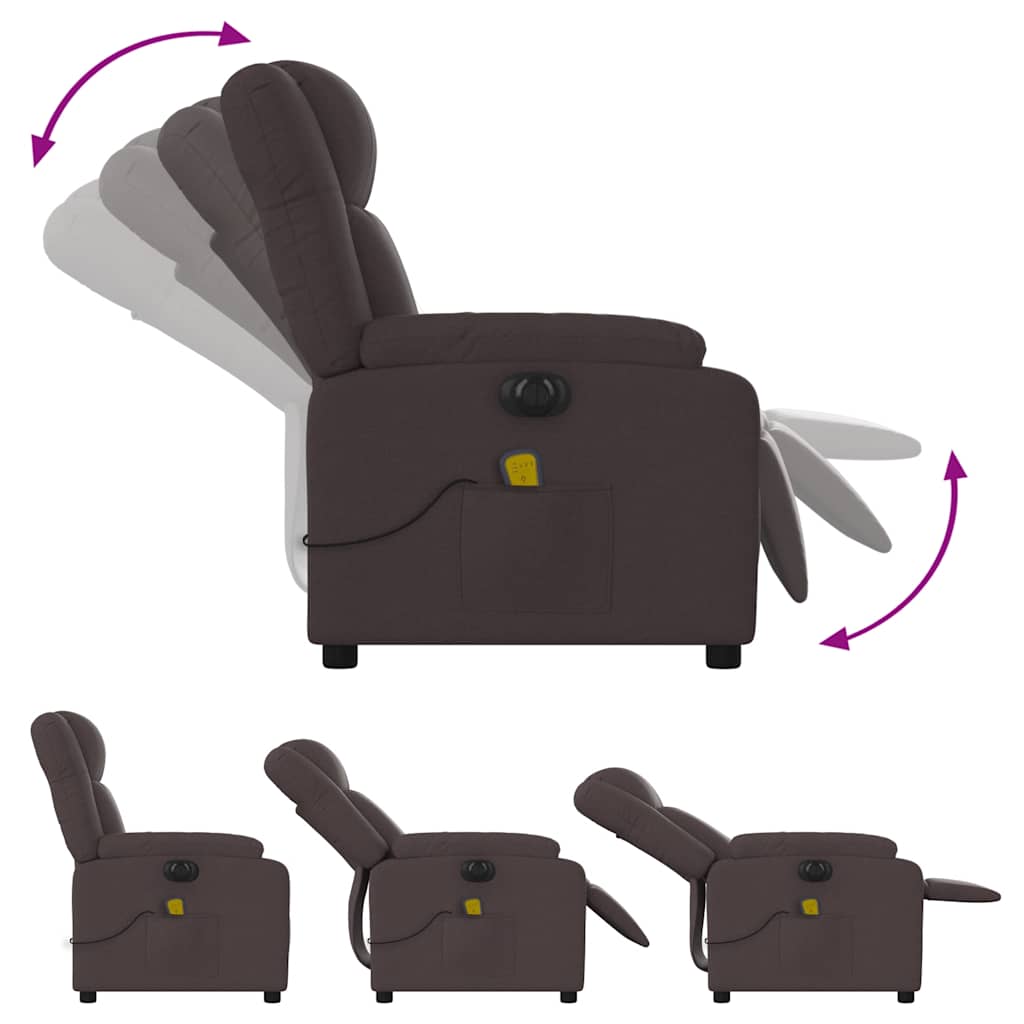 Fauteuil de massage inclinable électrique Marron foncé Tissu - XIOS