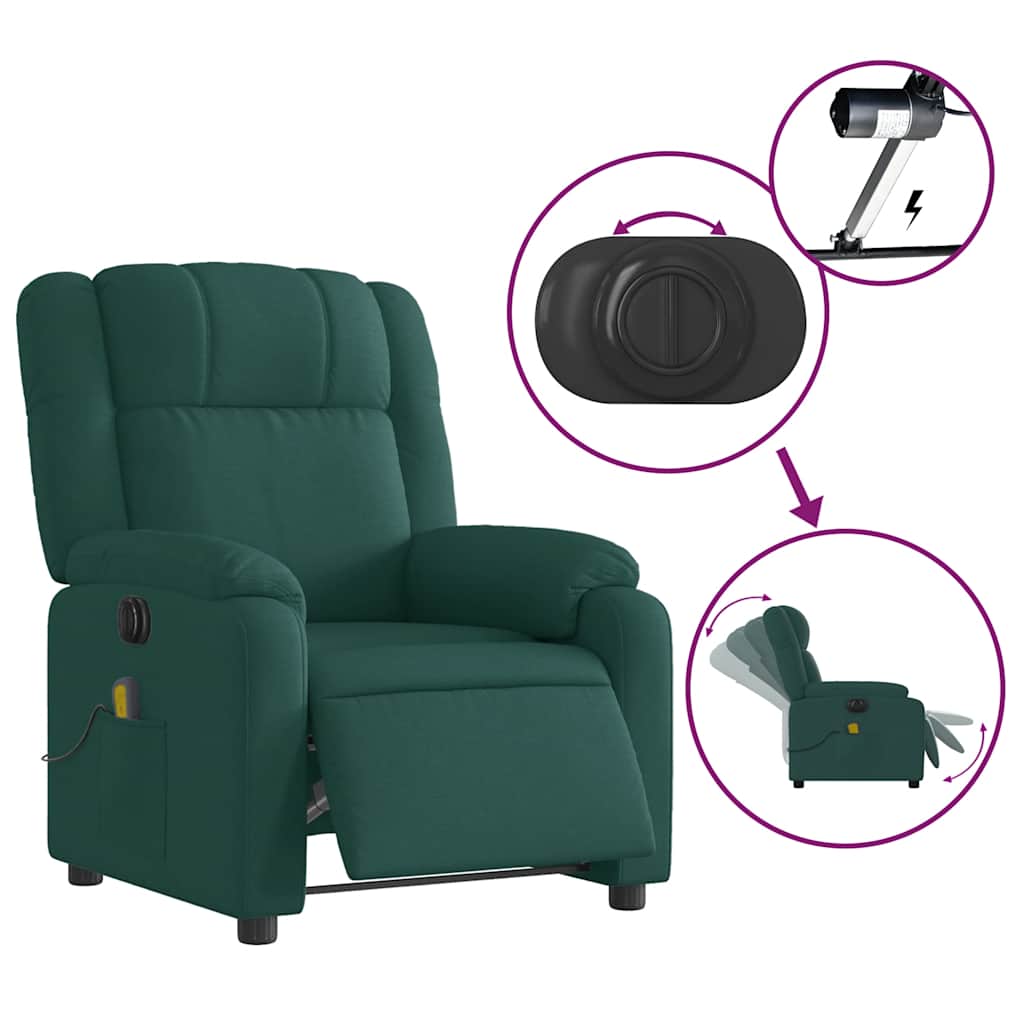 Fauteuil de massage inclinable électrique Vert foncé Tissu - XIOS