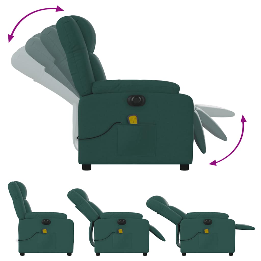 Fauteuil de massage inclinable électrique Vert foncé Tissu - XIOS