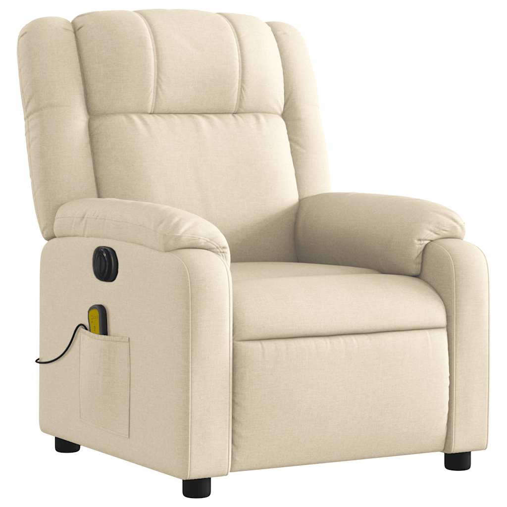 Fauteuil inclinable de massage électrique crème tissu - XIOS