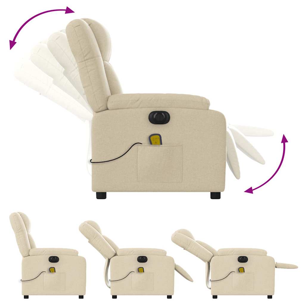Fauteuil inclinable de massage électrique crème tissu - XIOS