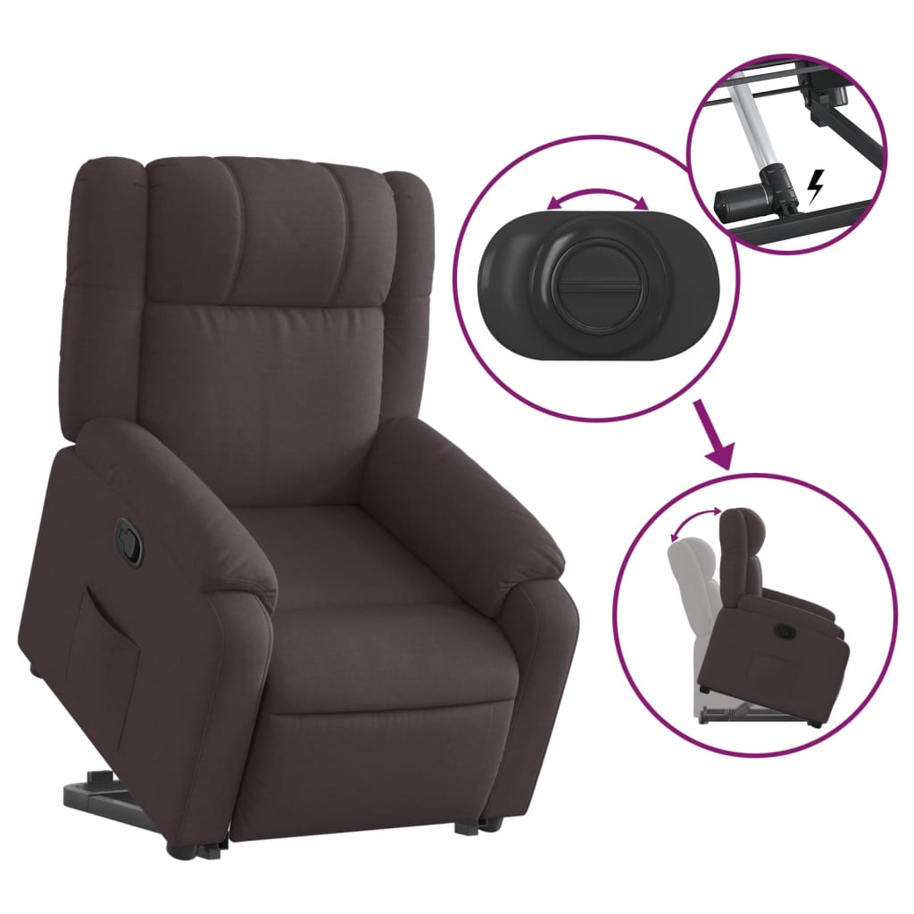 Fauteuil inclinable marron foncé tissu - XIOS