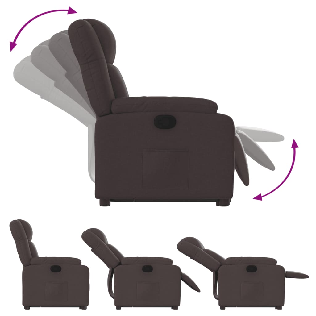 Fauteuil inclinable marron foncé tissu - XIOS
