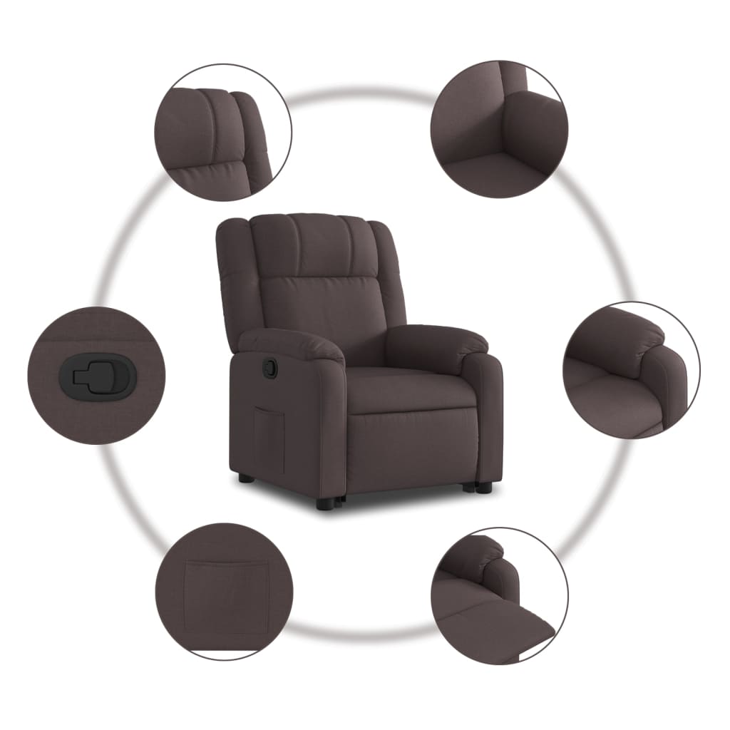 Fauteuil inclinable marron foncé tissu - XIOS