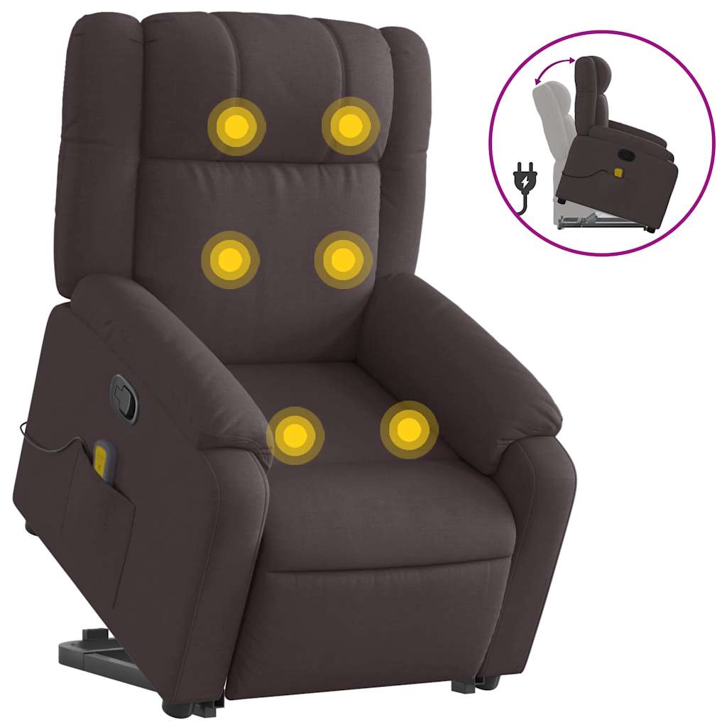 Fauteuil inclinable de massage Marron foncé Tissu - XIOS