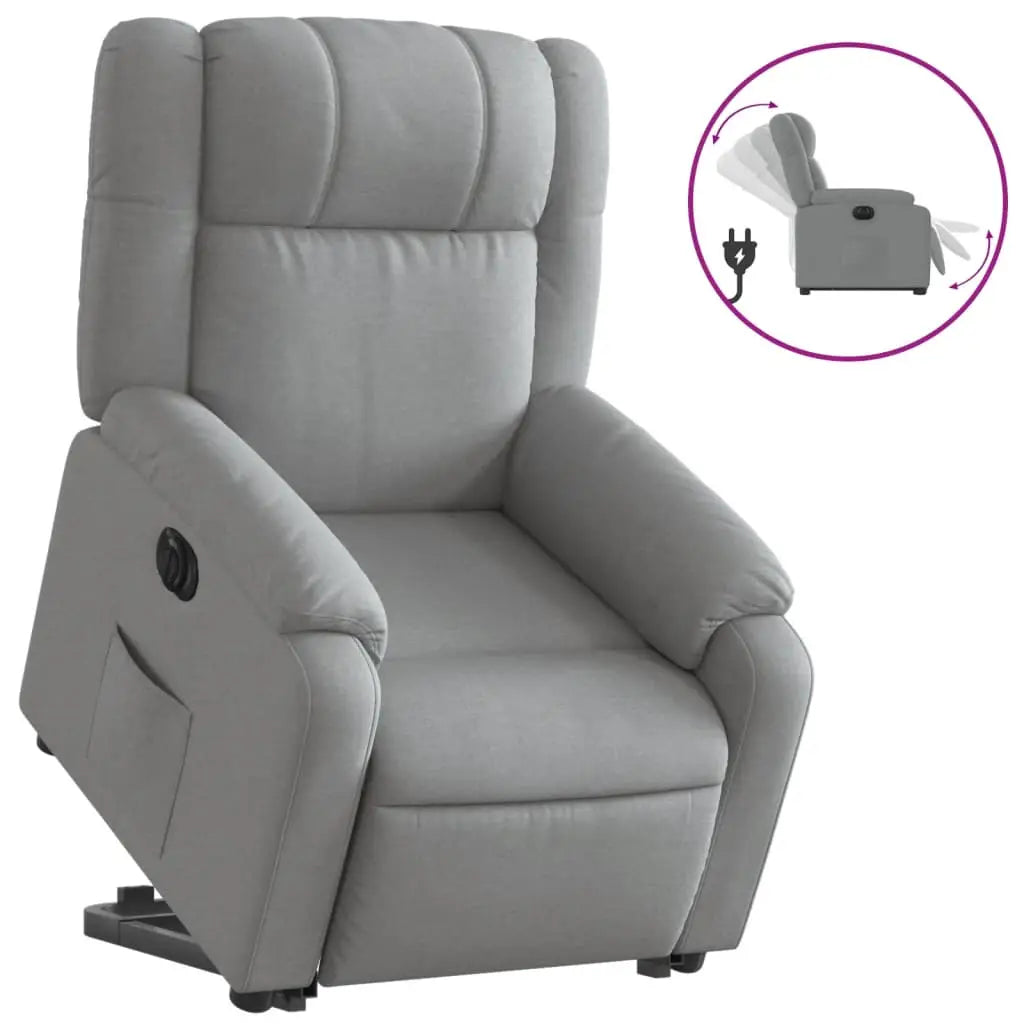 Fauteuil inclinable électrique gris clair tissu - XIOS