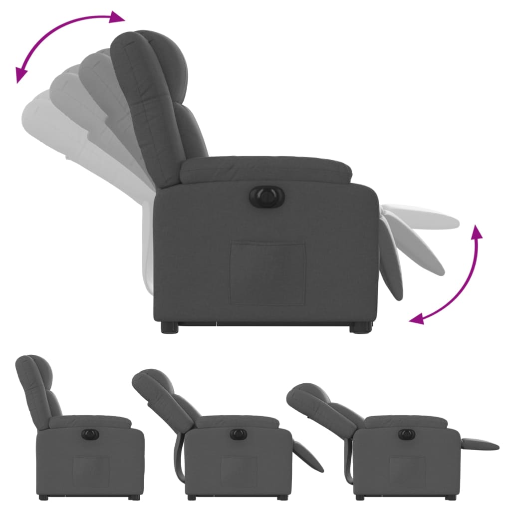 Fauteuil inclinable électrique gris foncé tissu - XIOS