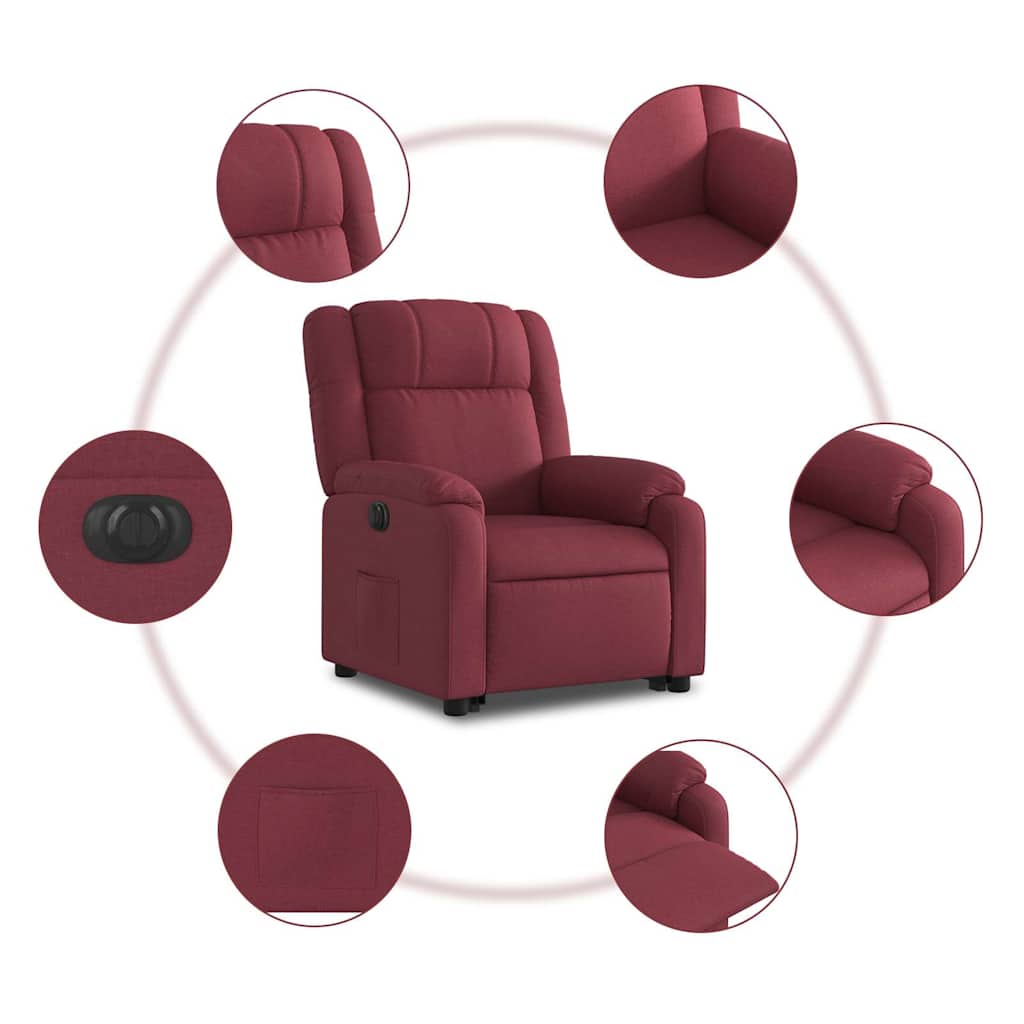 Fauteuil inclinable électrique rouge bordeaux tissu - XIOS