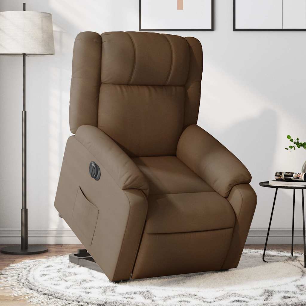 Fauteuil inclinable électrique marron tissu - XIOS