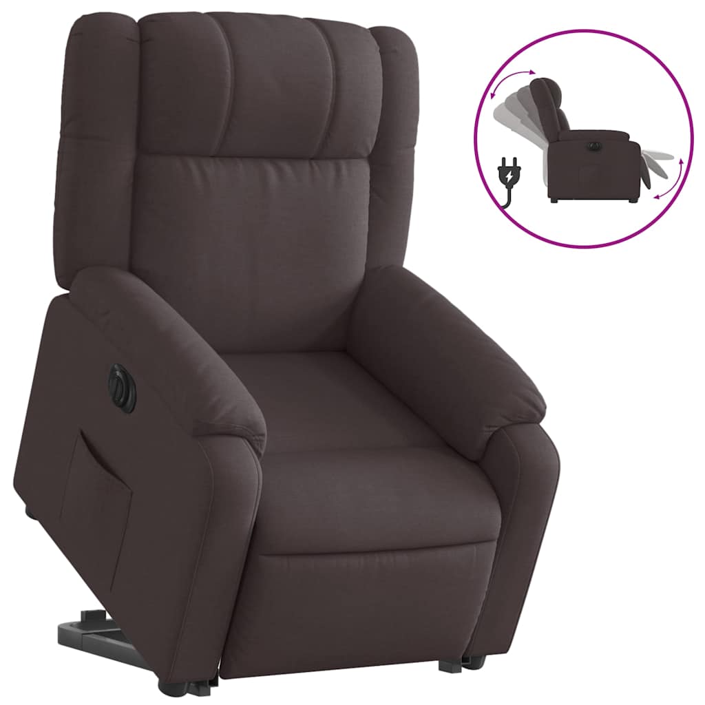 Fauteuil inclinable électrique marron foncé tissu - XIOS