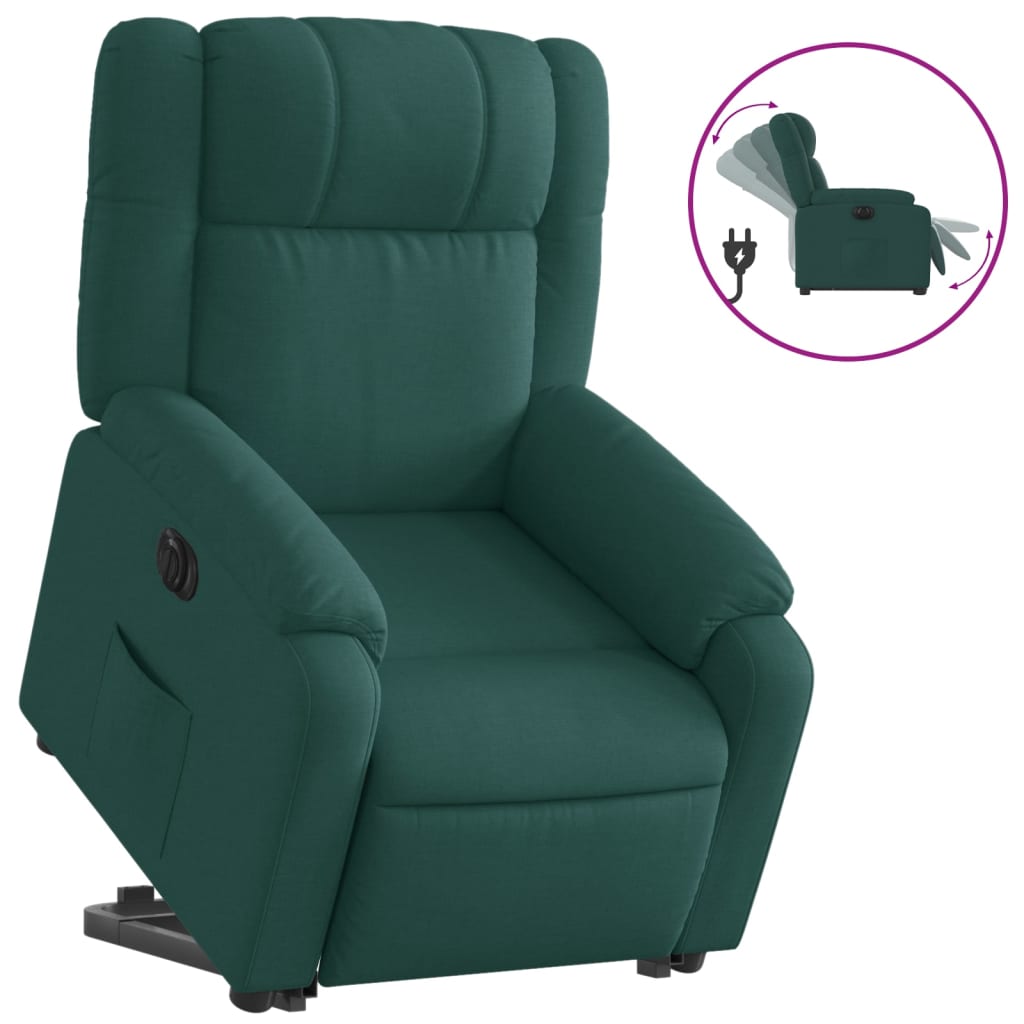 Fauteuil inclinable électrique vert foncé tissu - XIOS