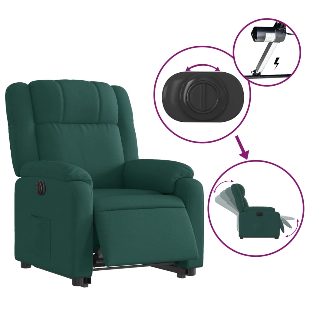 Fauteuil inclinable électrique vert foncé tissu - XIOS