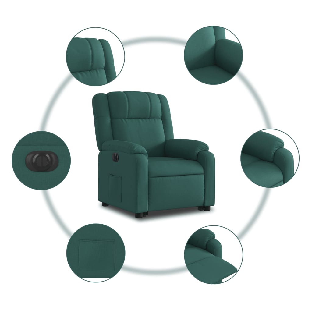 Fauteuil inclinable électrique vert foncé tissu - XIOS