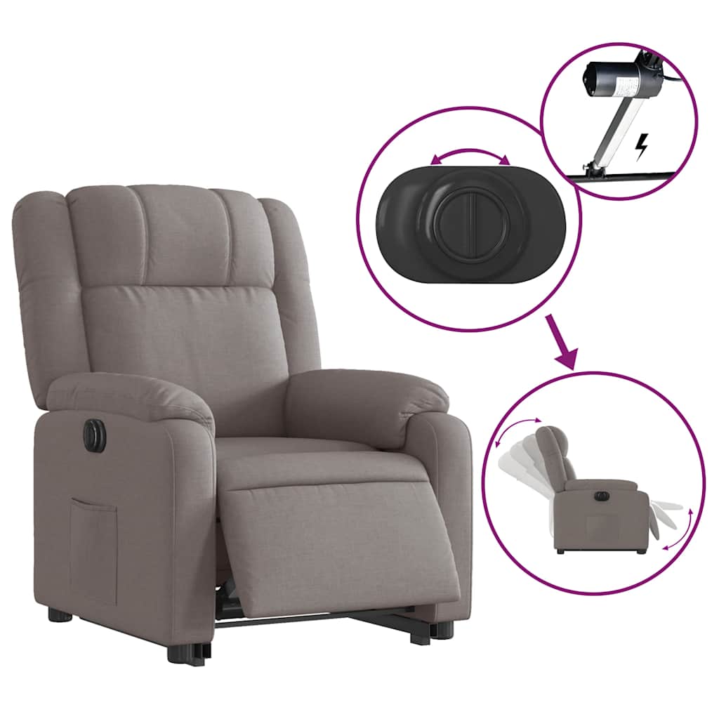 Fauteuil inclinable électrique taupe tissu - XIOS