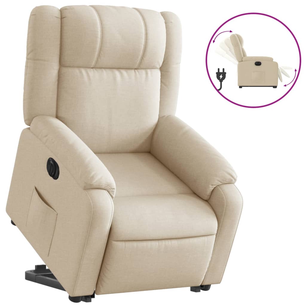 Fauteuil inclinable électrique crème tissu - XIOS