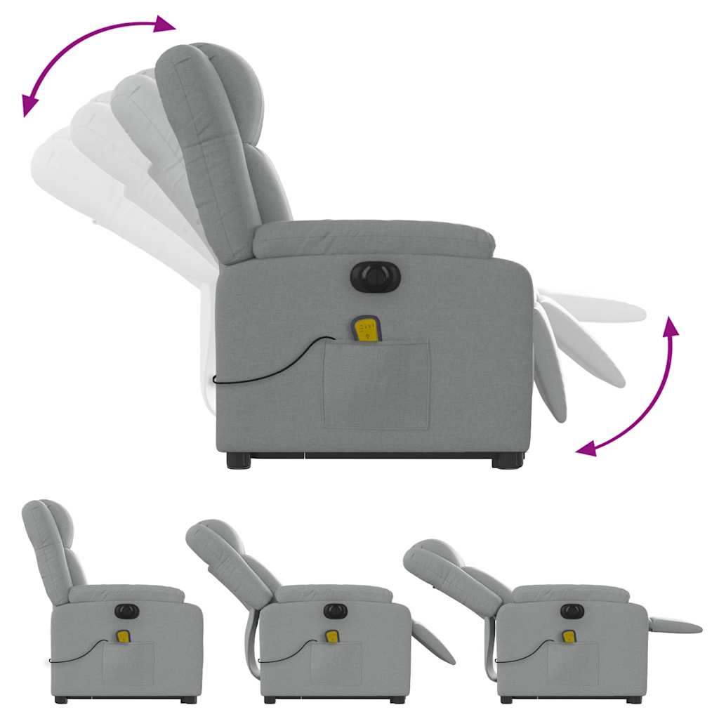Fauteuil inclinable de massage électrique Gris clair Tissu