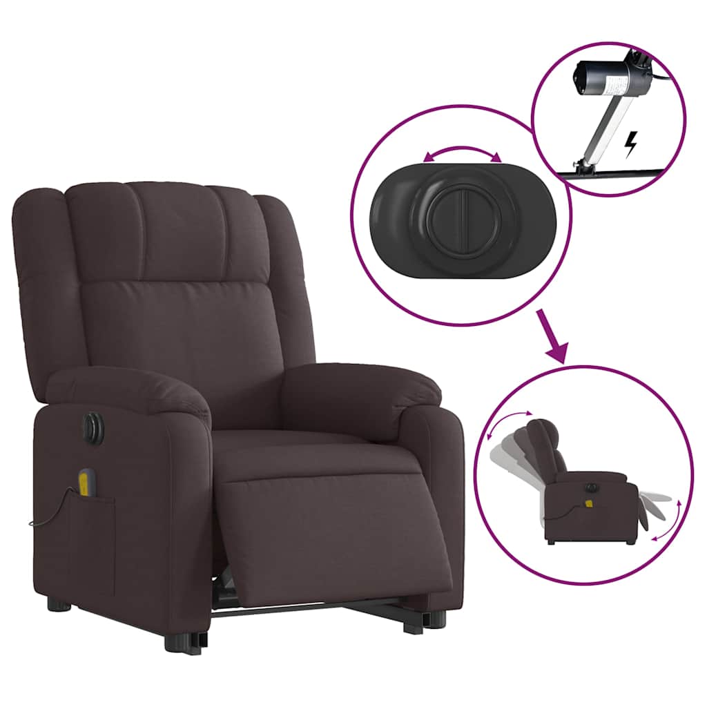 Fauteuil inclinable de massage électrique Marron foncé Tissu - XIOS