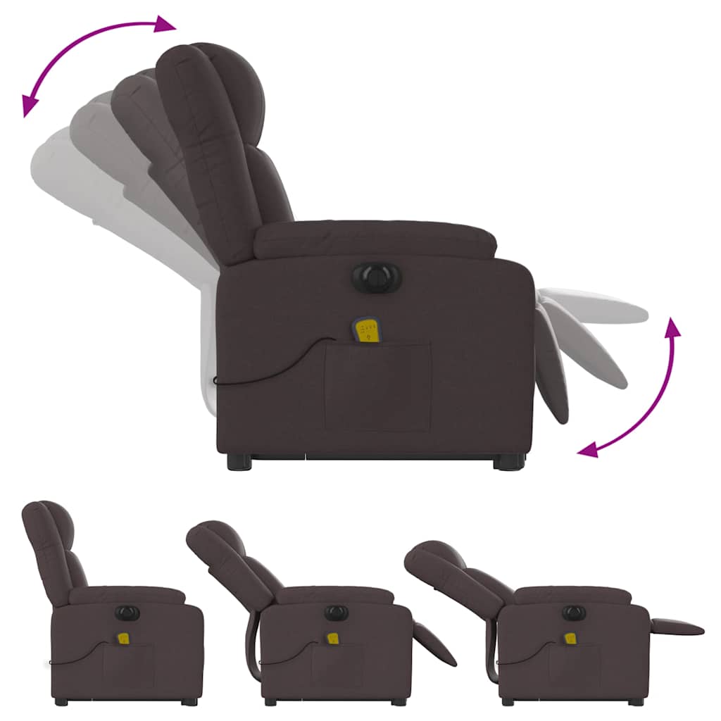 Fauteuil inclinable de massage électrique Marron foncé Tissu - XIOS