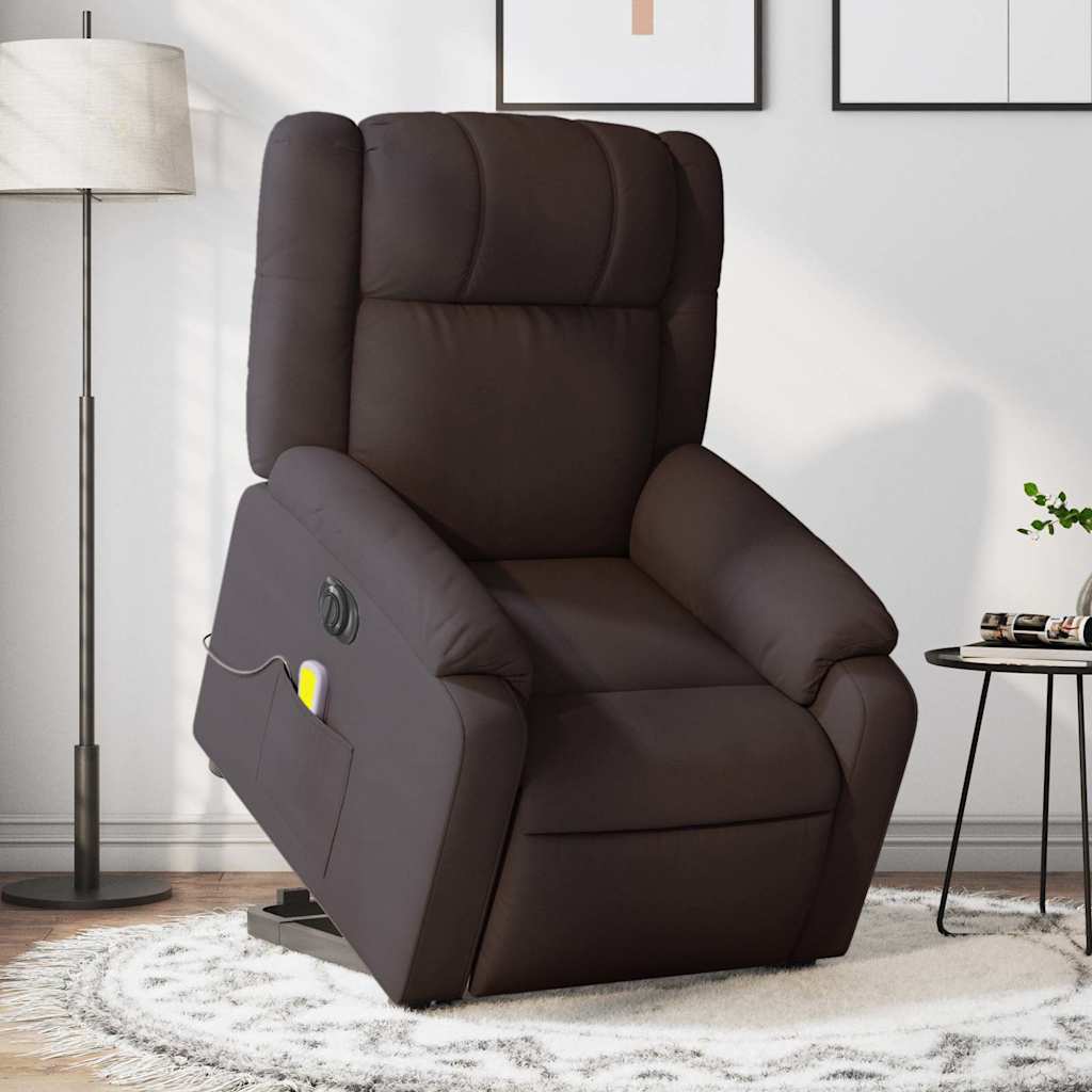 Fauteuil inclinable de massage électrique Marron foncé Tissu - XIOS