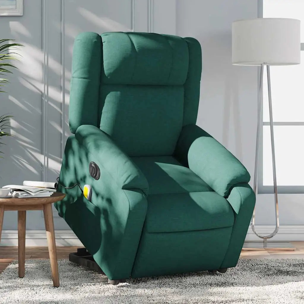 Fauteuil inclinable de massage électrique Vert foncé Tissu - XIOS