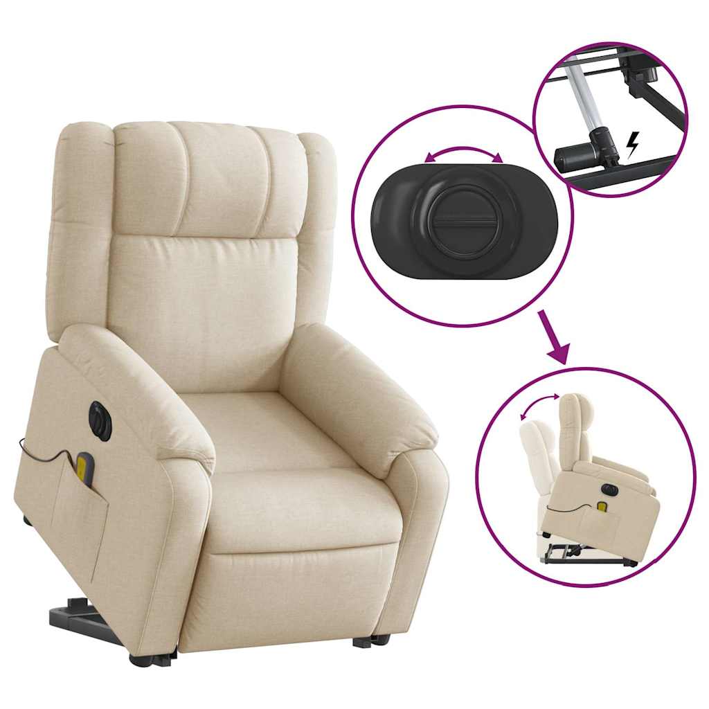 Fauteuil inclinable de massage électrique Crème Tissu - XIOS