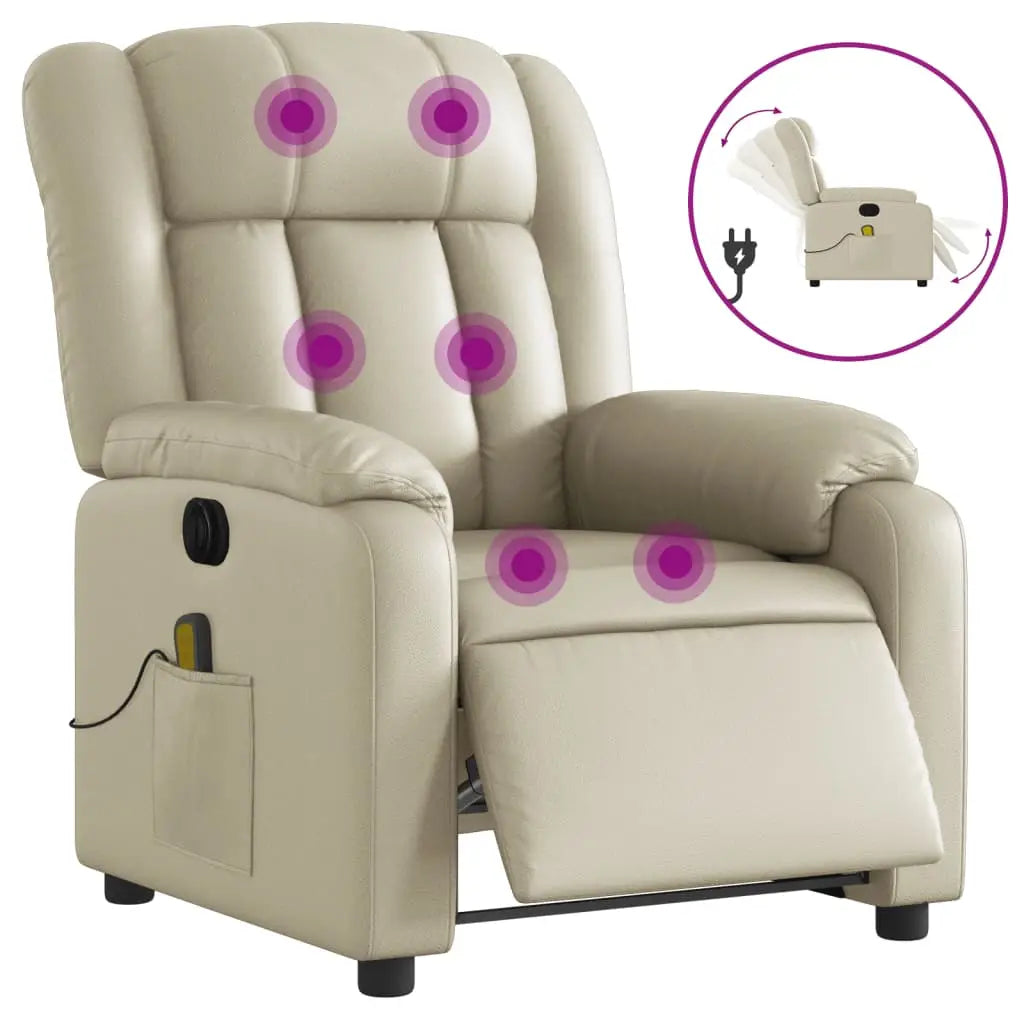 Fauteuil de massage inclinable électrique crème similicuir - XIOS