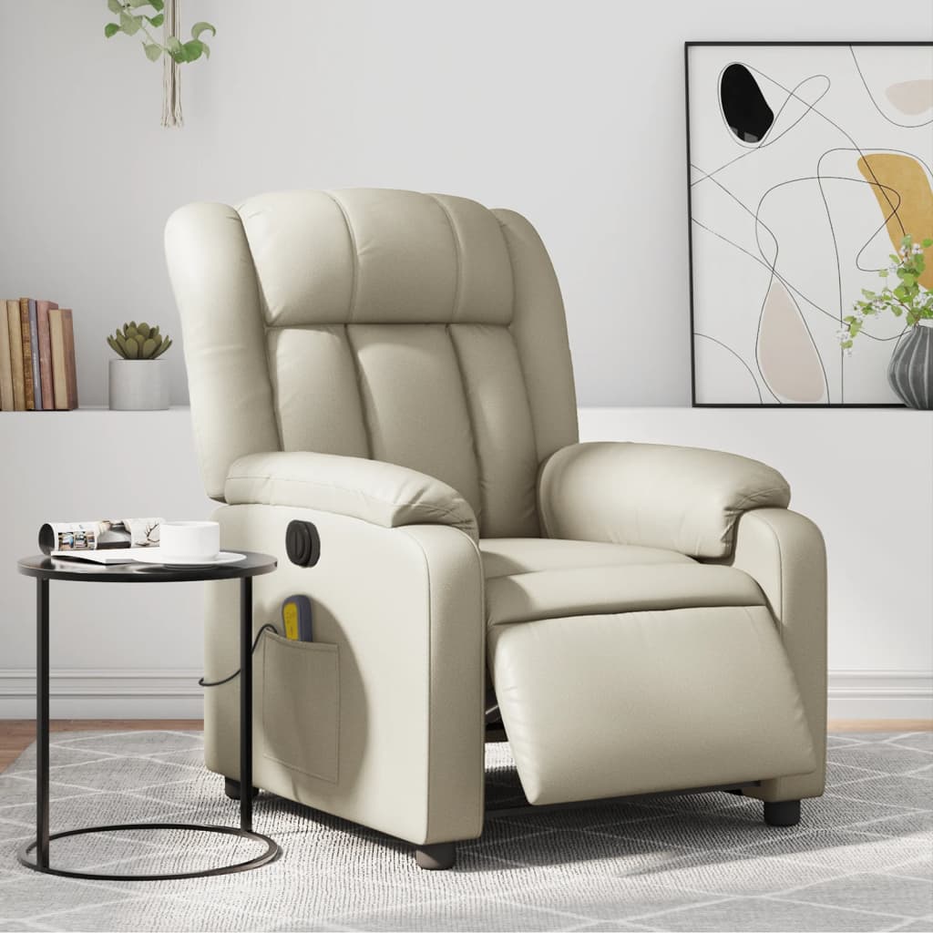 Fauteuil de massage inclinable électrique crème similicuir - XIOS