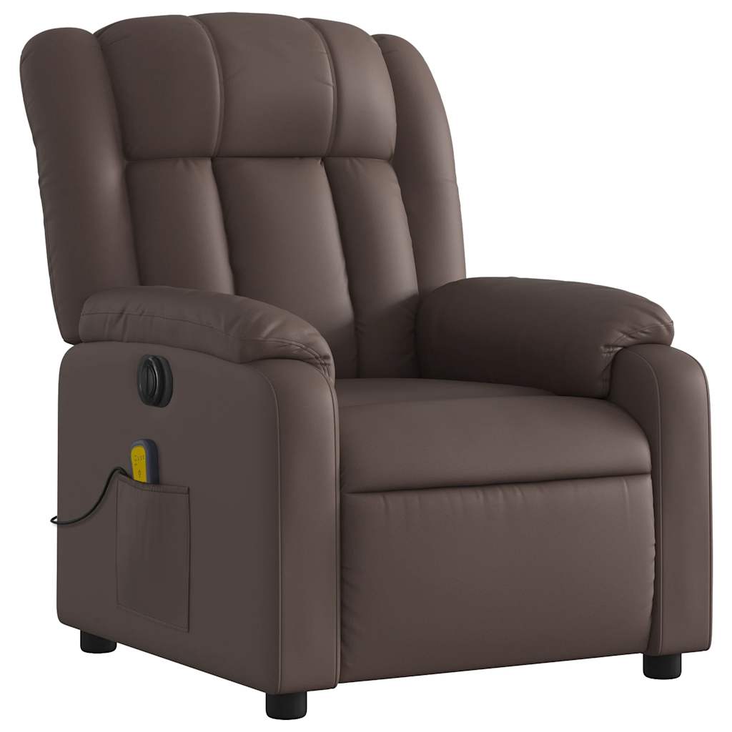 Fauteuil de massage inclinable électrique marron similicuir - XIOS