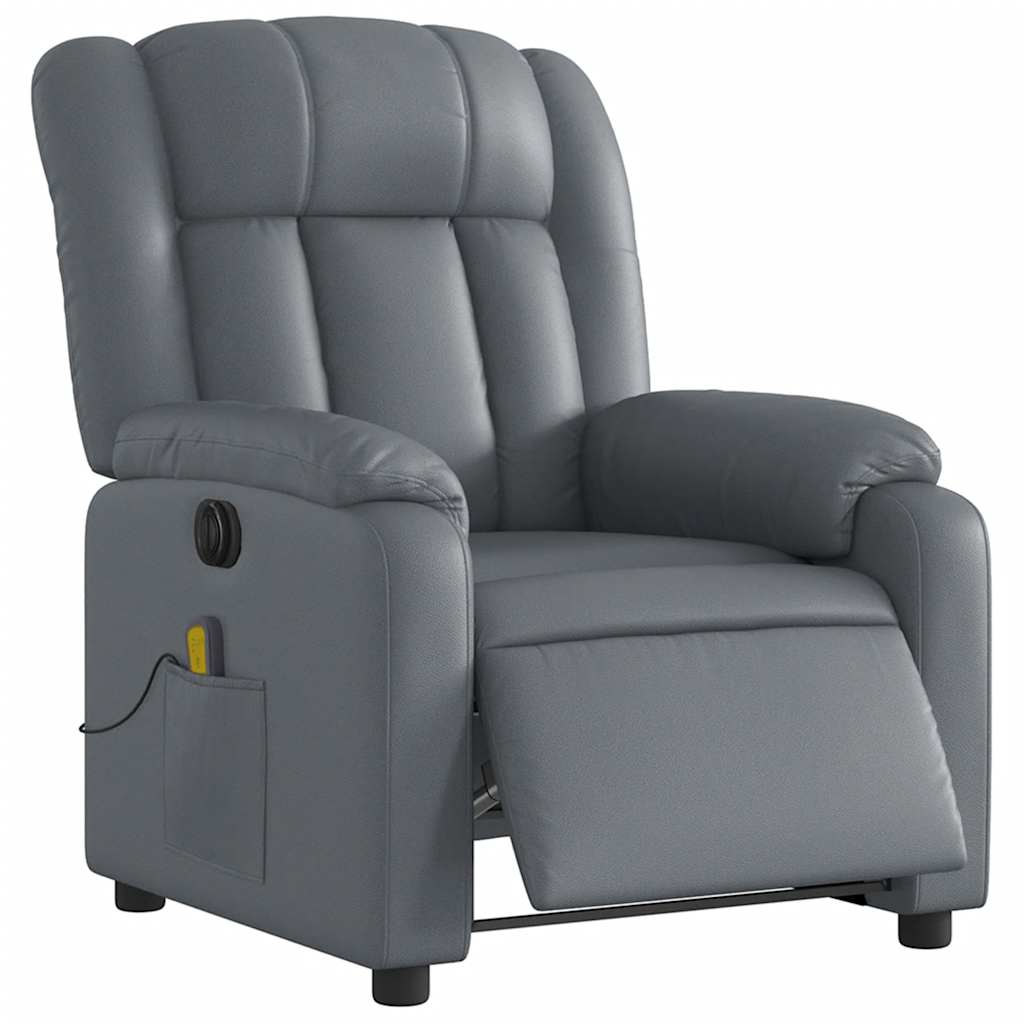 Fauteuil de massage inclinable électrique gris similicuir - XIOS
