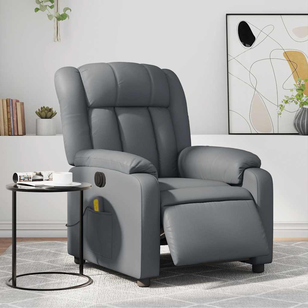 Fauteuil de massage inclinable électrique gris similicuir - XIOS